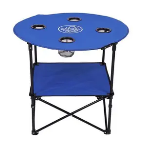 Rio Beach 8079880 28 in. Plastic Blue Round Foldable Picnic Table