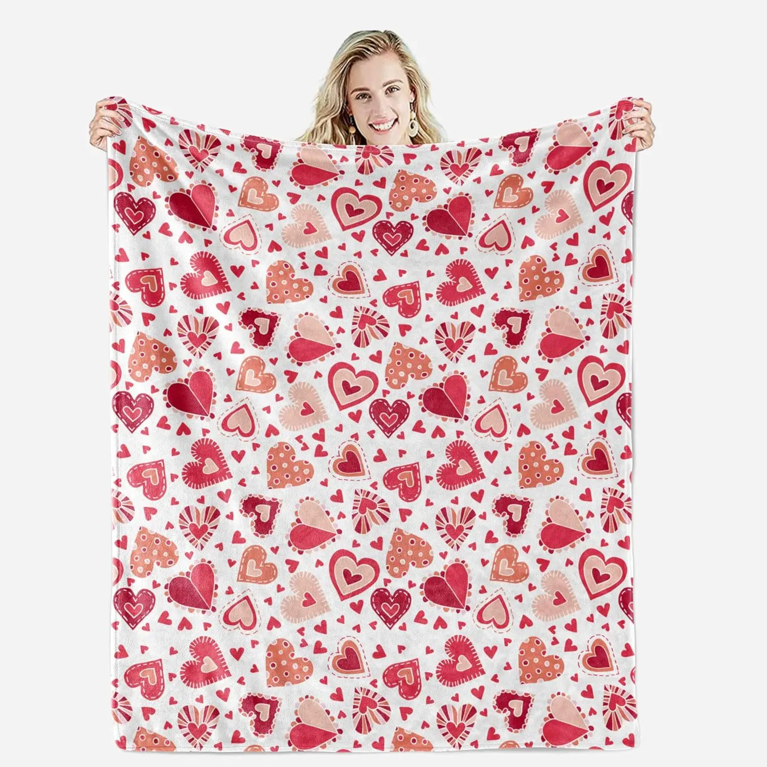 Traditional Crochet Geometric Microfiber Soft Flannel Throw Blanket - Ultra Soft, Durable, Lightweight 40"x30", Machine Washable, Decorative for Home Bed Sofa, Home/Outdoor Travel Camping Use