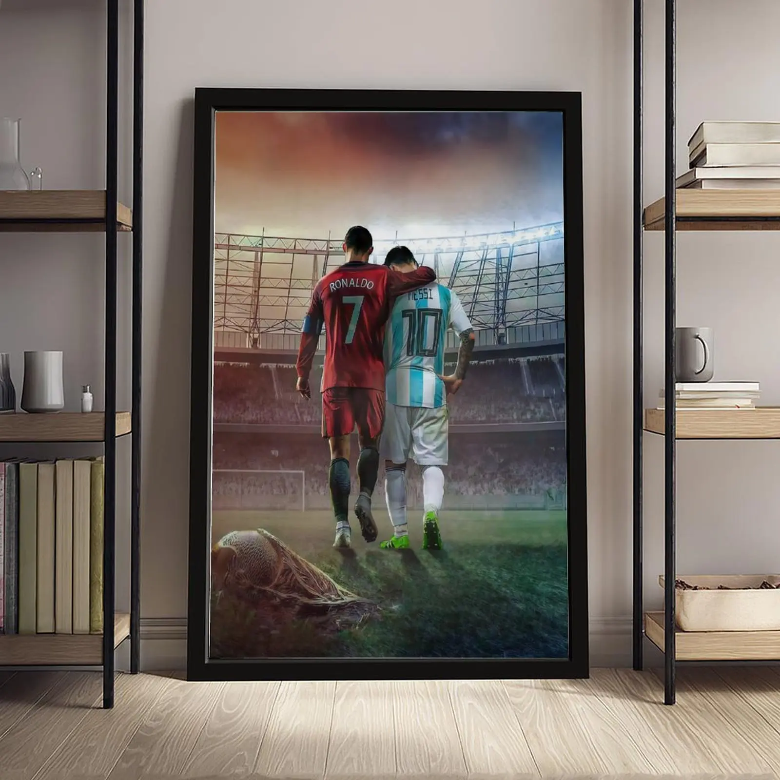 Lionel Messi Player Art Canvas Print Poster - Wood Frame Wall Decor for Boy Room, Living Room, Home Office (Home Supplies Wall Decoration), Artistic, Photo