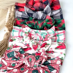 Christmas Tie Headband for Women, Holiday Festive Knotted Headband