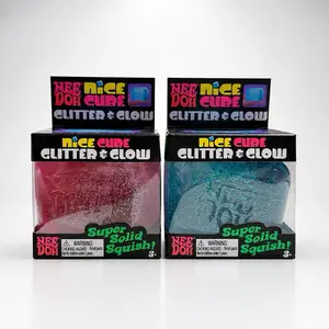 NeeDoh Nice Cube, Glitter & Glow Sensory Fidget Toy for Stress Relief
