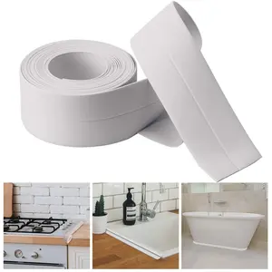 White Caulk Tape - Self Adhesive Waterproof Sealant Strip for Bathroom, Kitchen, Sink, Tub, Shower, Bathtub & Toilet Edge Protection - Easy Peel (11ft, 1 Roll)