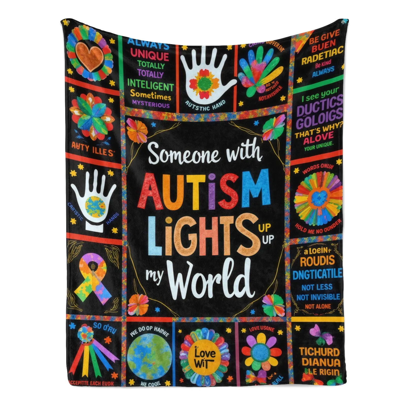 Funny Autism Awareness Kids Puzzle Fleece Blanket, Colorful Graphic with a Soft Premium Feel for Classroom Reading Corners and Children’s Beds, Autism Families, Teachers, Awareness Events, Inclusive Learning Spaces and Daily Rest