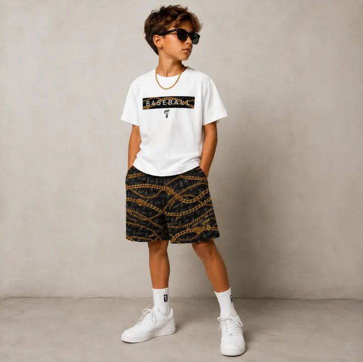 BL101 X GLD Tee & Short, Baseball Lifestyle 101 Set Outfit For Youth– Matching Baseball Streetwear Outfit, Youth & Adult Sizes, Colorful Game Day Set
