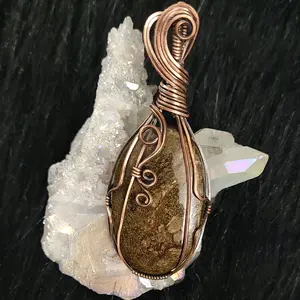 Beautiful Bronzite Layered in Swirls - Unique Design with Copper Wire Wrap