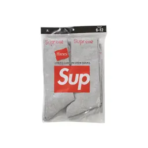 Supreme Hanes Crew Socks (4 Pack) Grey
