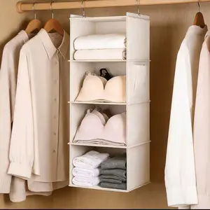 6-Compartment Closet Organizer Hanging Bag, Non-Woven Fabric Underwear Storage Pouch, Door Back Hanger, Space-Saving Home Organization