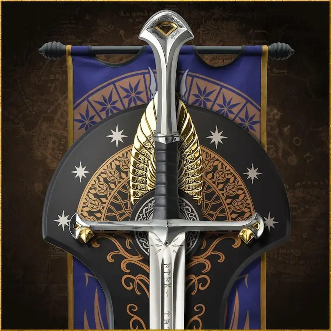Handmade King Aragorn Andúril Sword Replica - Stainless Steel, with Scabbard, Epic Fantasy Collectible for Decoration, Cosplay & Gifting (Artisan-Crafted Multitool Accessory)