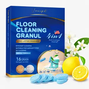 Floor Cleaning Tablets - Lemon Scent, Safe for Wood, Tile & Marble, Quick Dry, No Residue, Deep Cleaning, 16-Count Household Cleaner