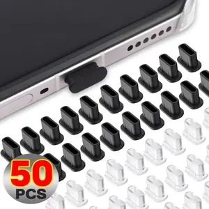 1/50Pcs Type C Anti-Dust Plugs  USB C Charging Port Acrylic Dust Cover Protector for iPhone 15 16 Samsung Galaxy S25 Dustplug