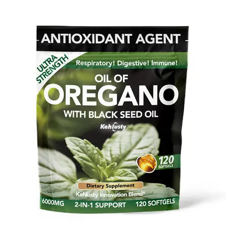 KEHLUSTY 2-in-1 Oregano & Black Seed Oil Supplement, 6000mg High-Potency 20:1 Extract Power, Natural Plant Softgels Rich in Carvacrol & Thymoquinone, Sugar-Free Immune & Respiratory Support, 120 Capsules for Fitness Enthusiasts