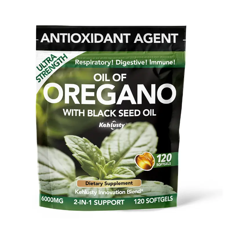 KEHLUSTY 2-in-1 Oregano & Black Seed Oil Supplement, 6000mg High-Potency 20:1 Extract Power, Natural Plant Softgels Rich in Carvacrol & Thymoquinone, Sugar-Free Immune & Respiratory Support, 120 Capsules for Fitness Enthusiasts