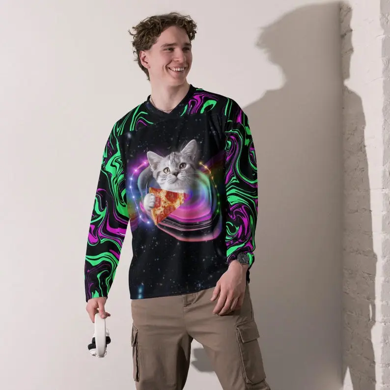 Pizza Cat Trippy Rave Hockey Jersey