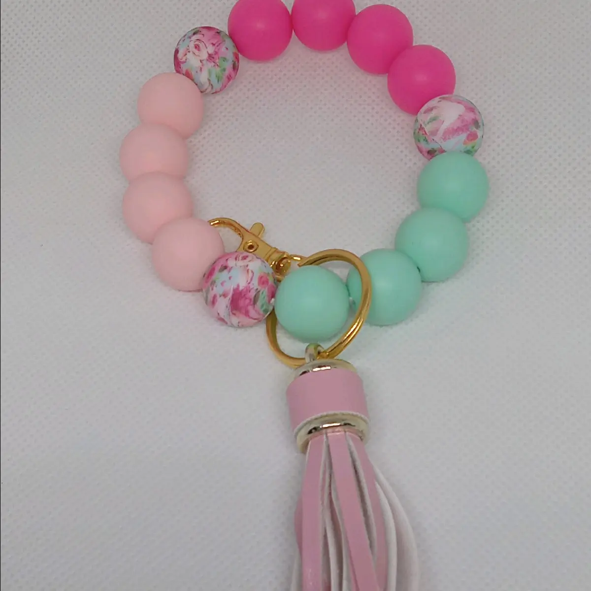 pink and teal pastel wristlet Key chain Accessories