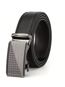 Men's Automatic Buckle Leather Belt, PU Material, Durable Business Casual Waistband, All Seasons Wear, Perfect Gift for Husband