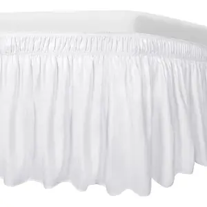 Bed Skirt for Queen or King Size Bed, 14 Inch Tailored Drop, Fitted with Elastic Belt, Convenient to Use Lift The Mattress (Queen/King, White)