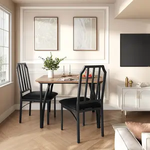 3-Piece Kitchen Table Set, Small Dining Room Table with Upholstered Chairs, Space Saving Dining Room Tables Set for Kitchen, Living Room, Apartment