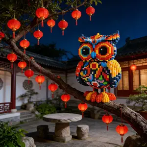 Colorful Night Owl 3D Animal Puzzle Building Blocks Decoration, Bookshelf Home Office Cabinet Decor, Party Living Room TV Stand Display