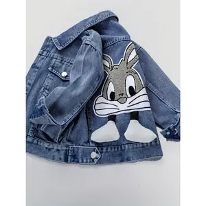 [Rabbit Denim Jacket] Casual Denim Jacket for Boys and Girls - Cute Rabbit Embroidery