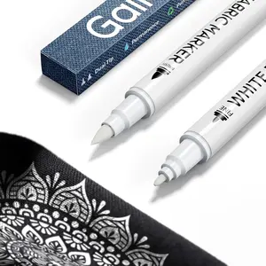 White Fabric Marker for Dark Clothes, Wash-Resistant, No Bleed, Quick Dry Professional Dual Tip Pen, Permanent Paint for Clothing, Canvas Cover Stains, DIY Art Crafting Set of 2