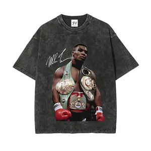 Mike Tyson T-Shirt, 90s Vintage Boxing Sport Legend Oversize Unisex Washed T-Shirt for Women and Men's Unisex Fit Batik Cotton Oversize Streetwear Menswear Super Soft Pre-Shrunk