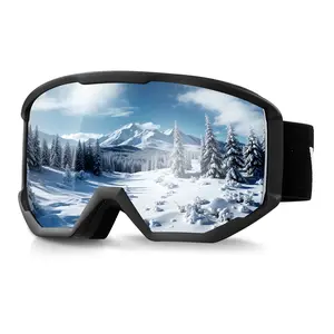 VEVOR Ski Goggles, Cylindrical Lens with Silver Mirror Revo Coating, OTG Anti fog Snow Goggles for Men Women Youth, TPU Frame & Ventilation Structure, Suitable for Skiing, Skating, Snowboarding, Cycling
