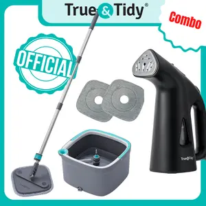 Spin Mop & Bucket System with Travel Steamer Bundle, Great Value