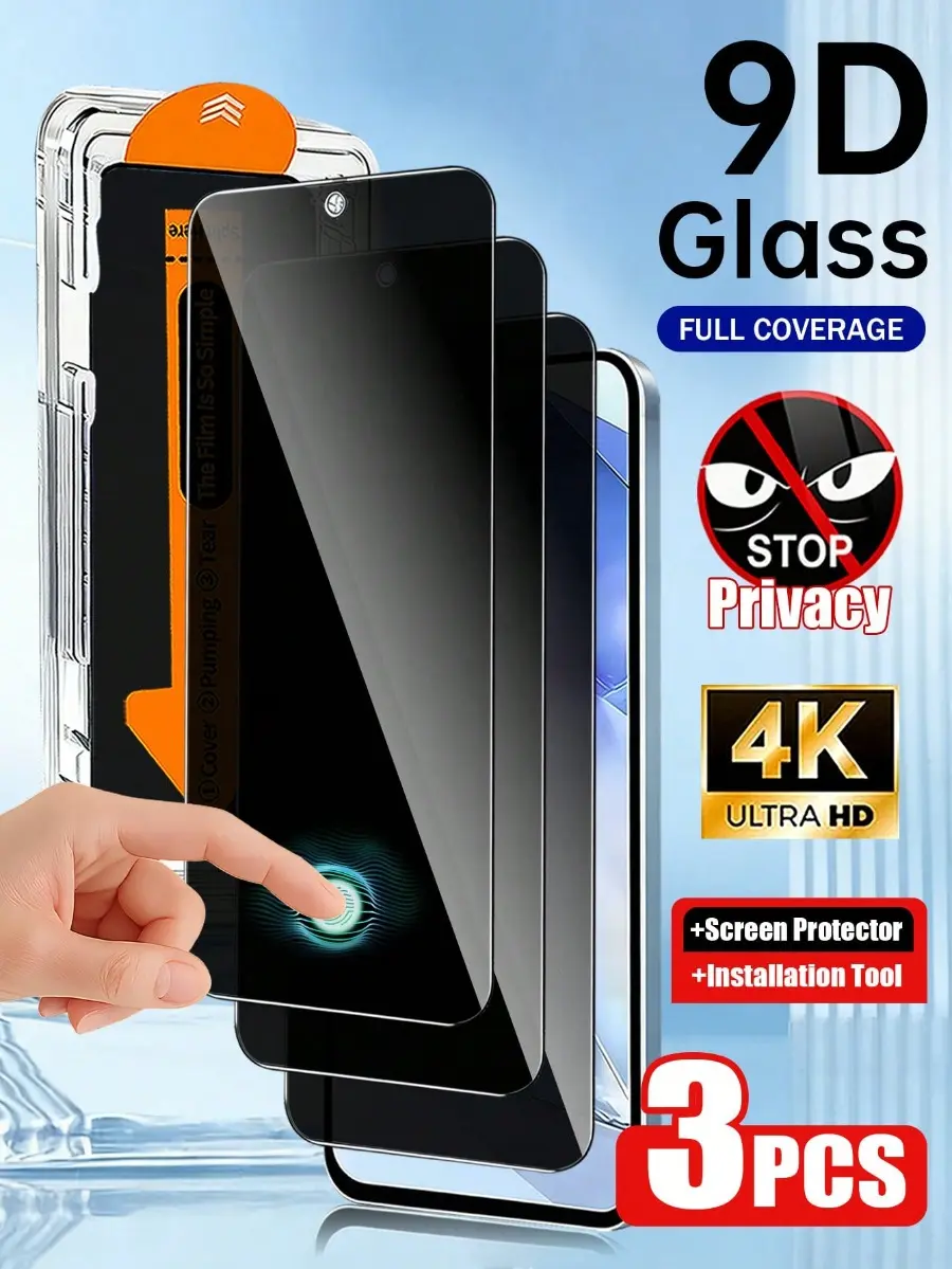 Dust-Free Installation Kit with Privacy-Protecting Tempered Glass Screen Protector—auto-aligning, bubble-free, one-click installation, compatible with iPhone 18 Pro, 18 Pro Max, 17 Pro Max, 16, 15, 14, 13, 12, and Pro Max models.