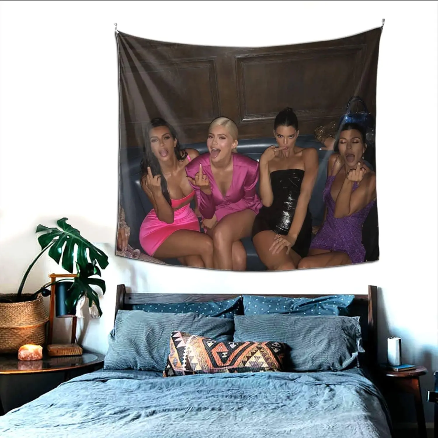 Kardashian Figure Watercolour All-Over Print Funny Meme Tapestry - Light, Brightening, Glam Synthetic Polyester Home Decor, Durable Fade-Resistant for College Dorms, Bedrooms, 60x51in Cotton Alternative, Decorative