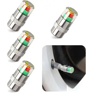 4 PCS Car Tire Pressure Monitor Valve Stem Caps, 2.4Bar 36PSI Tire Pressure Monitor Sensor Indicator, 3 Color Eye Alert Tire Pressure Monitor Valve Caps with Pressure Gauge, Fit for Most Cars