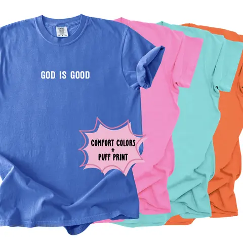 GOD IS GOOD Christian Comfort Colors T-Shirt  - Available in Various Colors, Comfortable Fit, Short Sleeve, Plain Design