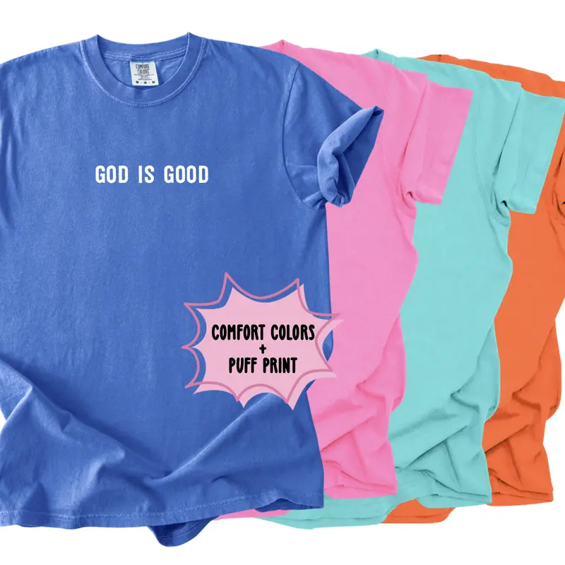 GOD IS GOOD Christian Comfort Colors T-Shirt - Available in Various Colors, Comfortable Fit, Short Sleeve, Plain Design