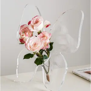 High Transparency Acrylic Butterfly Shape Vase, Simple Floral Arrangement Bottle, Living Room Home Decor Ornament, Flower Pot