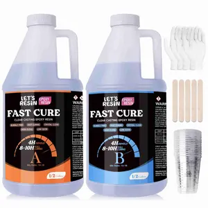 1 Gallon Fast Cure Resin Epoxy for Jewelry - 4 Hours Demold, Crystal Clear & Bubble Free Casting Resin for Painting, Craft, Art, Molds - LET'S RESIN 1 Gallon Fast Cure Resin Epoxy for Jewelry - 4 Hours Demold, Crystal Clear & Bubble Free Casting Resin for Painting, Craft, Art, Molds - LET'S RESIN