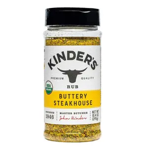 Kinder's Organic Buttery Steakhouse Spice - 10.4oz USDA Certified Natural Flavor Rub for Steaks Chicken & Vegetables