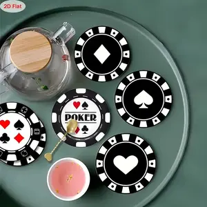 2D flat surface, 6 unique patterned wooden heat-resistant coasters, suitable for coffee cups - ideal for bars, family gatherings, cafes, offices and various occasions; Housewarming decoration gifts, essential for coffee shops, bar accessories