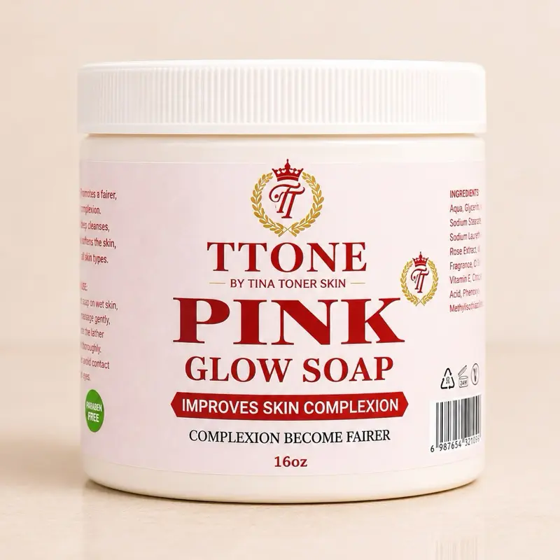 Tina Toner Pink Glow Whipped Soap, Daily Lightweight Hydrating Universal Cleanser for Face and Body Cleansing
