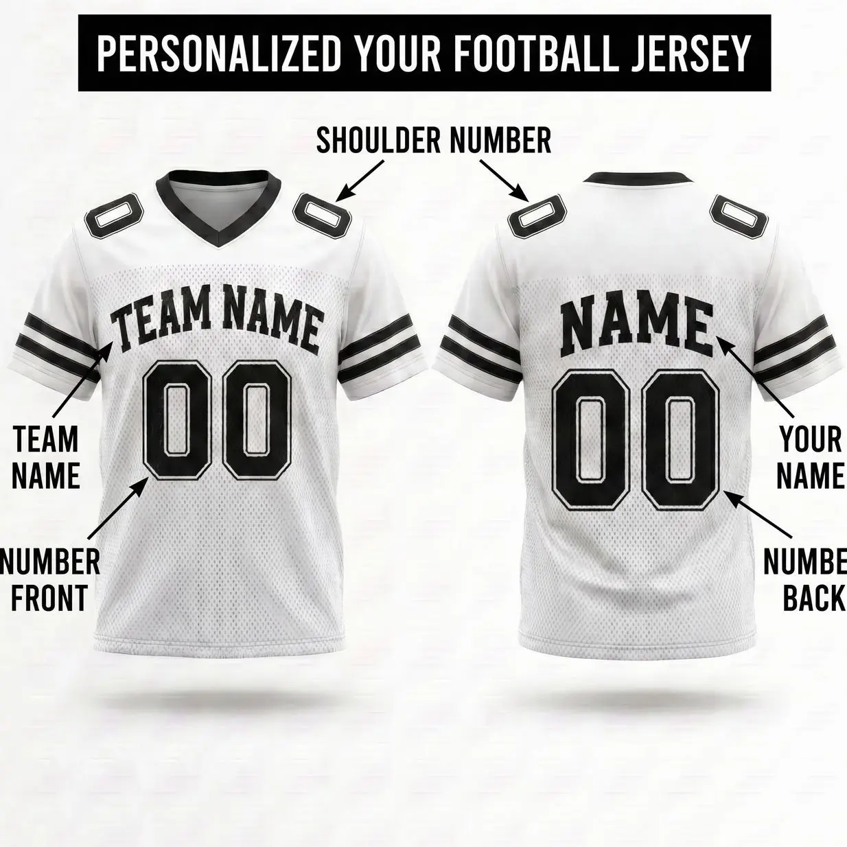 Personalized Team Name & Number Football Jersey Spandex mix Mesh, Game Day Outfit For American Football Fan