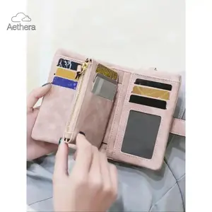 2026 Trendy Korean-Inspired Women's Slim Trifold Wallet, Multi-Slot Card Holder with RFID Blocking & Coin Compartment, Lightweight Compact Purse, Portable Minimalist Cash Wallet for Daily & Travel Use