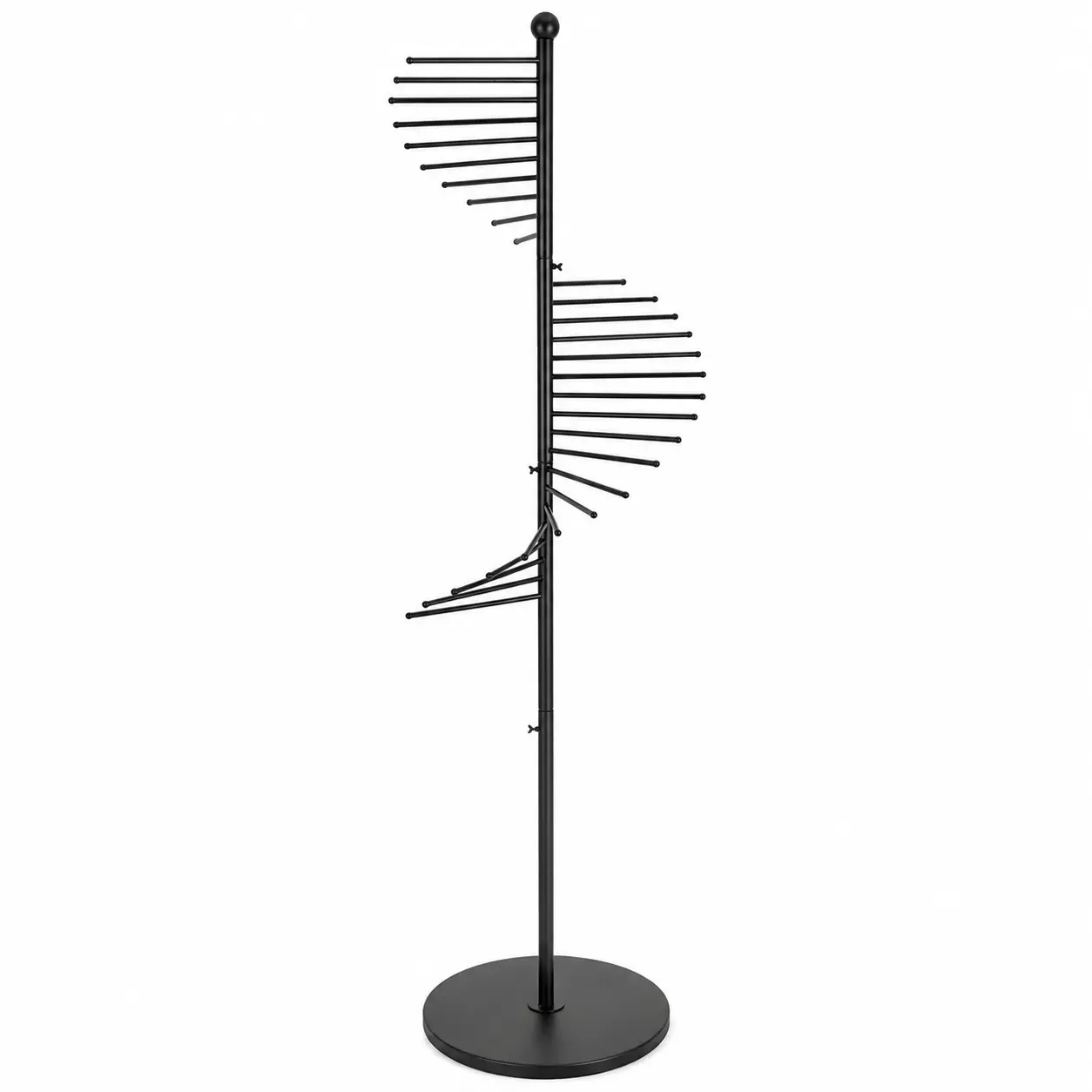 Spiral Freestanding Scarf Display Rack – 30-Hook Metal Hijab Organizer Stand (Black)
