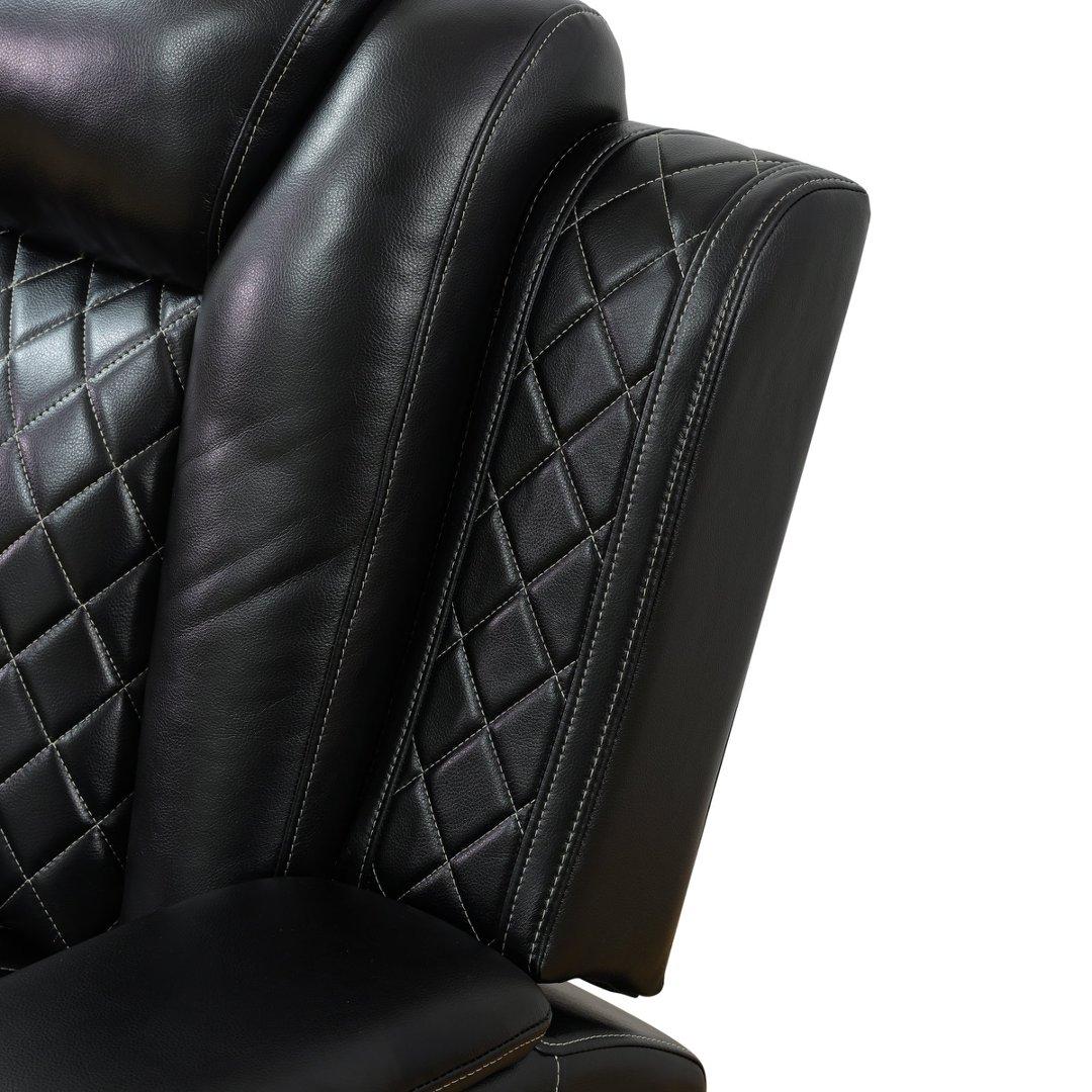 Black Breathing Leather Living Room Sectional Recliner Chair