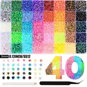 40 Colors 3mm Jelly Rhinestones,32000Pcs Jelly Rhinestones with Gifted Tools and Tweezers,1 Box Multicolor Flatback Resin Gems for Bedazzling, DIY Crafting, Diamond Art & Nail Art, Bedazzler Kit,Nail accessories, nail rhinestones