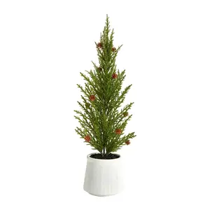 Nearly Natural 26" Pine Christmas Tree with War m White Lights