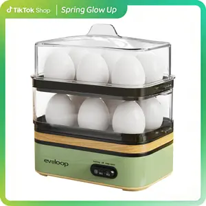EVOLOOP Rapid Egg Cooker Electric 12 Eggs Capacity, Soft, Medium, Hard Boiled, Poached, Omelet Maker Egg Poacher & Vegetable Steamer, BPA Free Tray