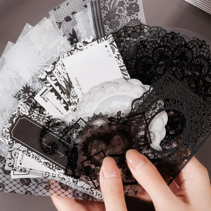 Vintage Lace Pattern Material Paper, 100pcs/box Mixed Style Scrapbooking & Stamping Paper, DIY Decorative Material for Scrapbooking & Journal Making, Scrapbook Accessories, DIY Craft Kit, Creative Craft Kit, Crafting Kit, Handmade Crafts