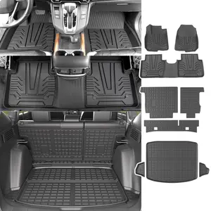 Trunk Mat Compatible with 2017-2022 Honda CRV Floor Mats Backrest Mats Replacement for 2017-2022 Honda CRV Accessories (Fit 2017-2022 Fuel Model, Rear Backrest Mats+Rear Trunk Mat+Floor Mats)