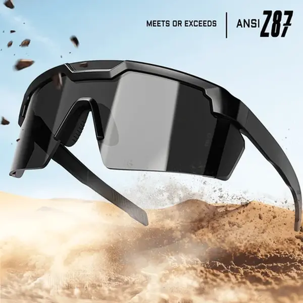 Photochromic Polarized Safety glasses,Photochromic Z87+ Sunglasses，Sunglasses for Men & Women Oversized Vintage UV400 Y2K Aviator Eyewear Ideal for Fishing, Golf, Cycling, Driving, and Sports