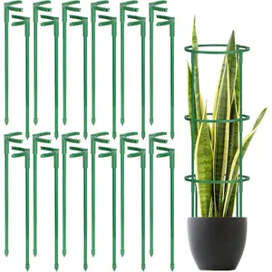 24 count  Support Stakes, Half Round  Support for Indoor , Stackable Garden Flower Support,  Stakes for Tomato, Monstera, Peony, Hydrangea Climbing  (6.2 "Wide X 11.6" High)