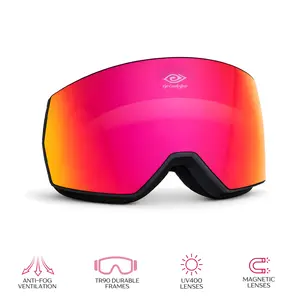 Ruby Rippers Magnetized Snow Goggles UV400 Polarized Anti-Fog TR90 Durable Frames Interchangeable Lenses
