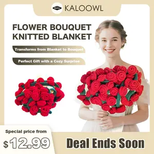 Flower Bouquet Knitted Blanket – Transformable Round Blanket to a Floral Shape